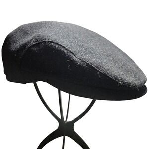 Wigens Mens Charcoal Grey Wool Blend Flat Cap Ivy Hat Quilted Lining size 62